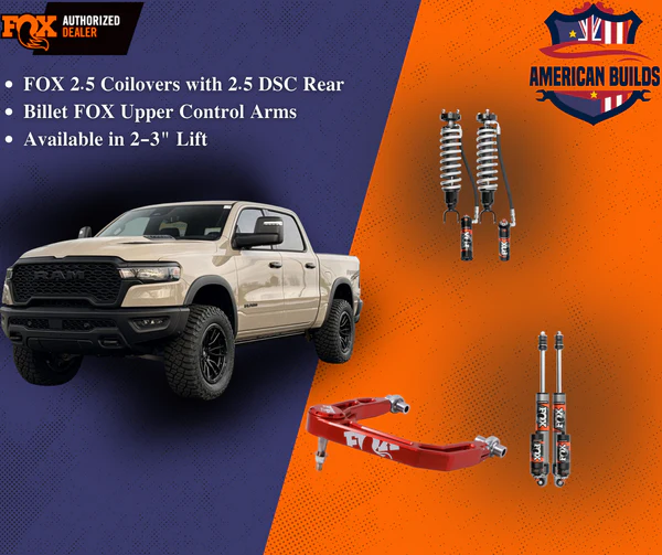 RAM 1500 (2019+) 2-3" FOX 2.5 Performance Elite Coilover Lift Kit with Billet Upper Control Arms